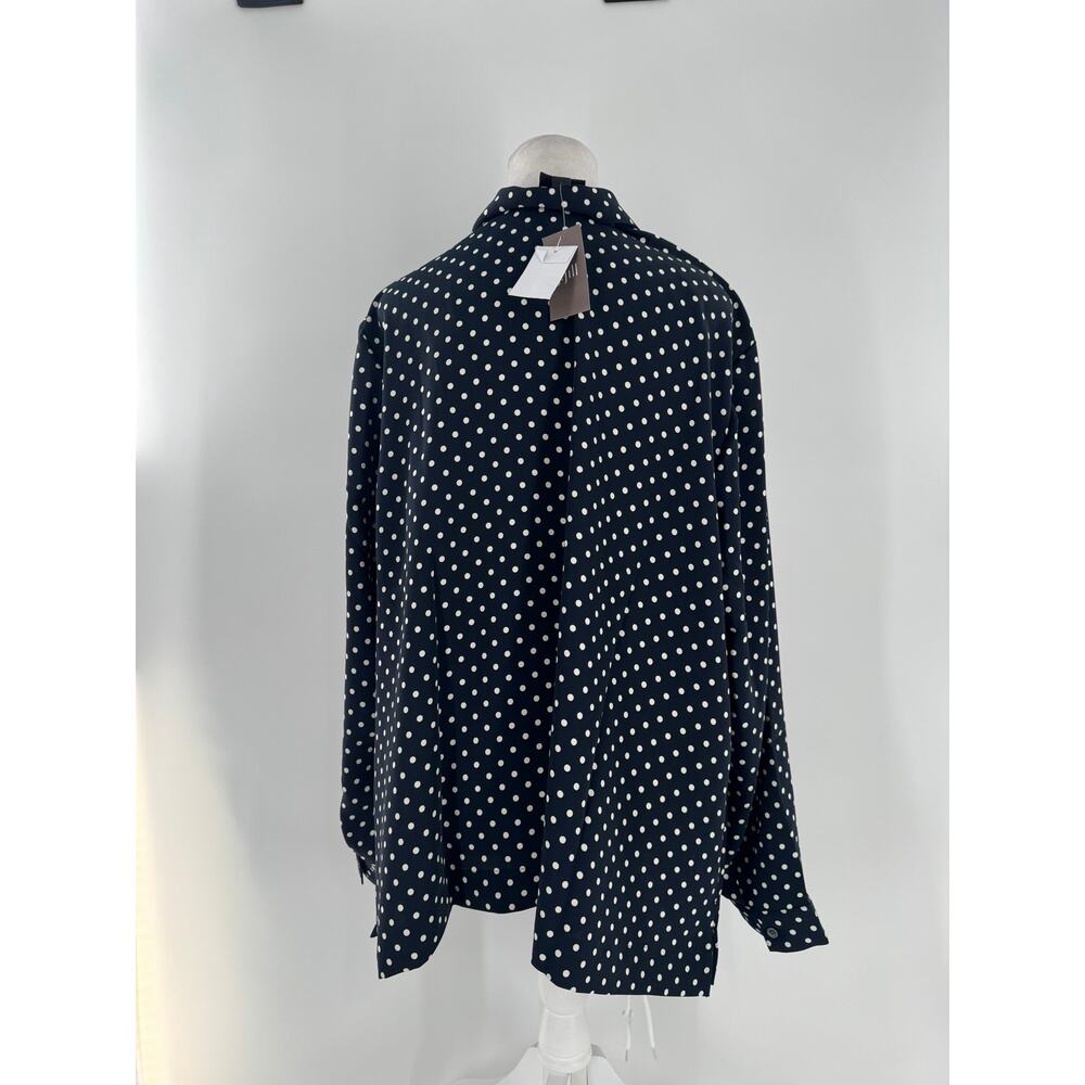 J.Jill Wearever Navy Polka Dot Button Down Blouse Plus SZ 2X Artsy Office Preppy - Picture 4 of 14